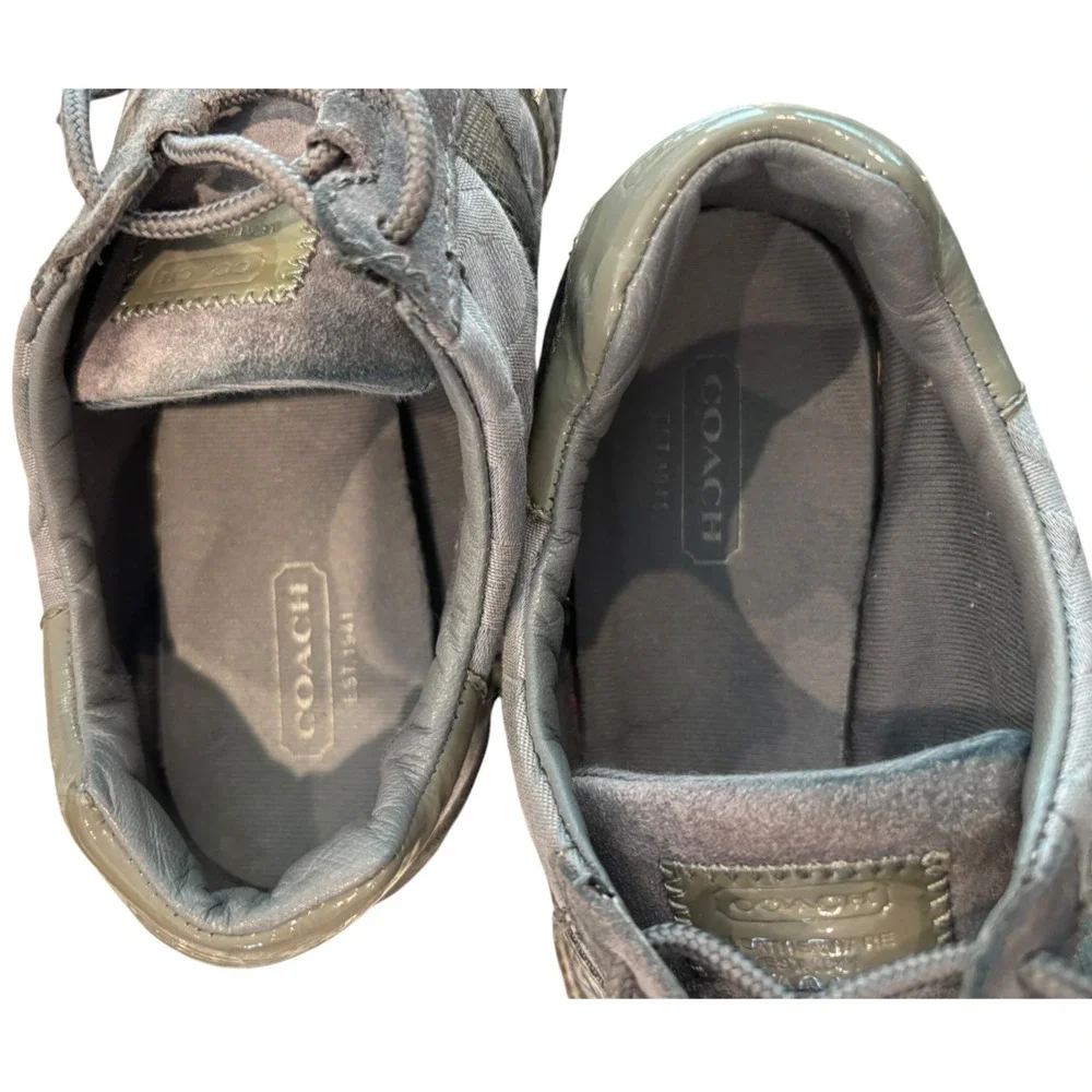 Coach Kateilyn Gray Signature Jacquard Sneakers Women's Size 8 Lace Up Fashion